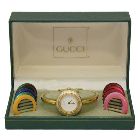 vintage gucci watch interchangeable bezel|gucci watch with interchangeable bezels.